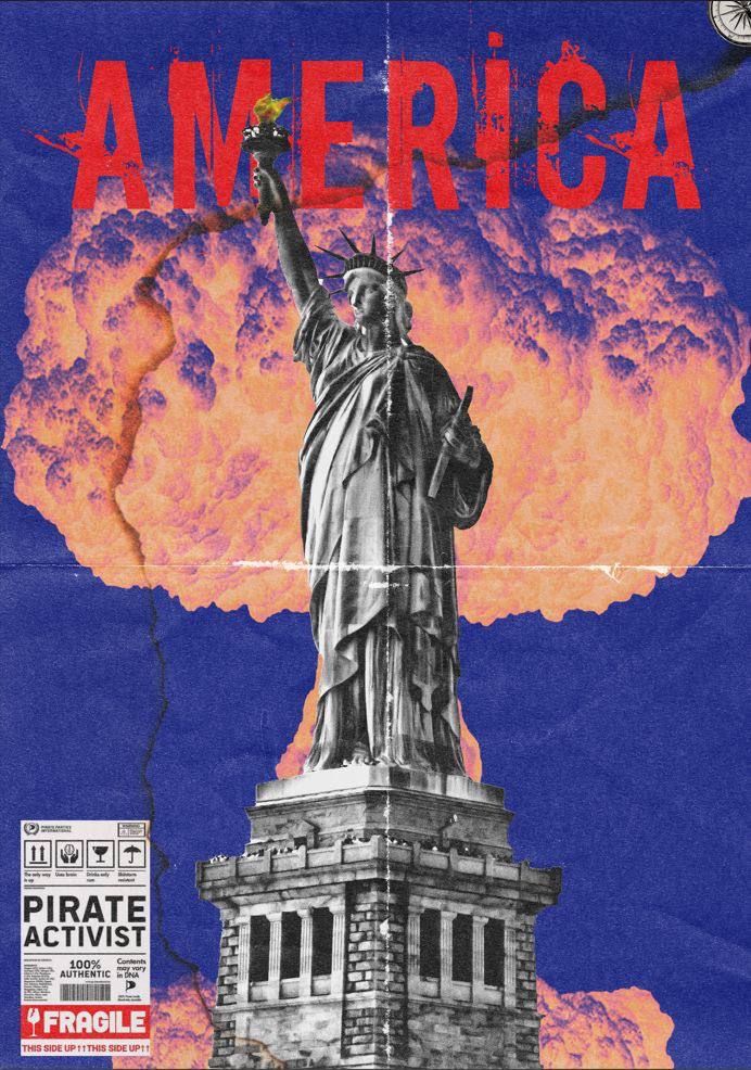 America poster with Statue of Liberty